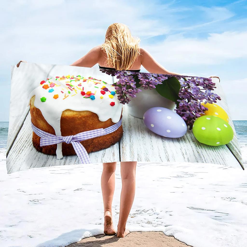 Cakes Beach Towels Cotton Beach Towel Super Absorbent Oversized Lightweight Quick-Dry Bath Towels Sand Free Turkish Beach Towels