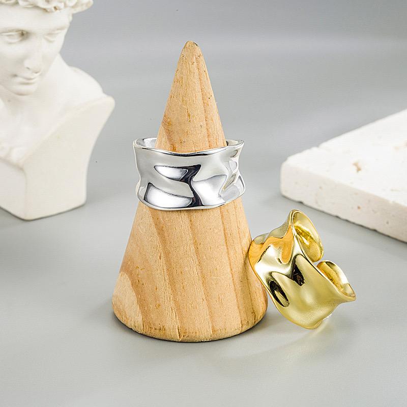 BF CLUB Silver Color Rings for Women Fashion Geometric Handmade Irregular Wide Gold Simple Ring Party Christmas Gift