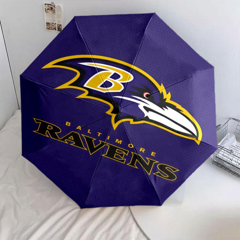 Baltimore Ravens Pattern, Automatic Folding Umbrella, Portable and Foldable Design, 8 Ribs, a Christmas or Birthday Gift.