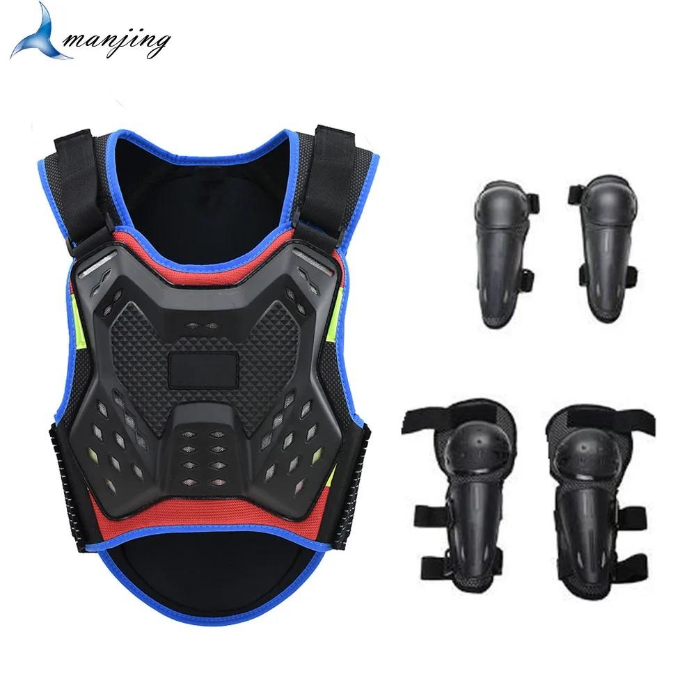 Youth Motocross Armor Chest Back Protector ATV Dirt Bike Knee Elbow Pad for Ages 4-15 Children's Motorcycle Safety Gear