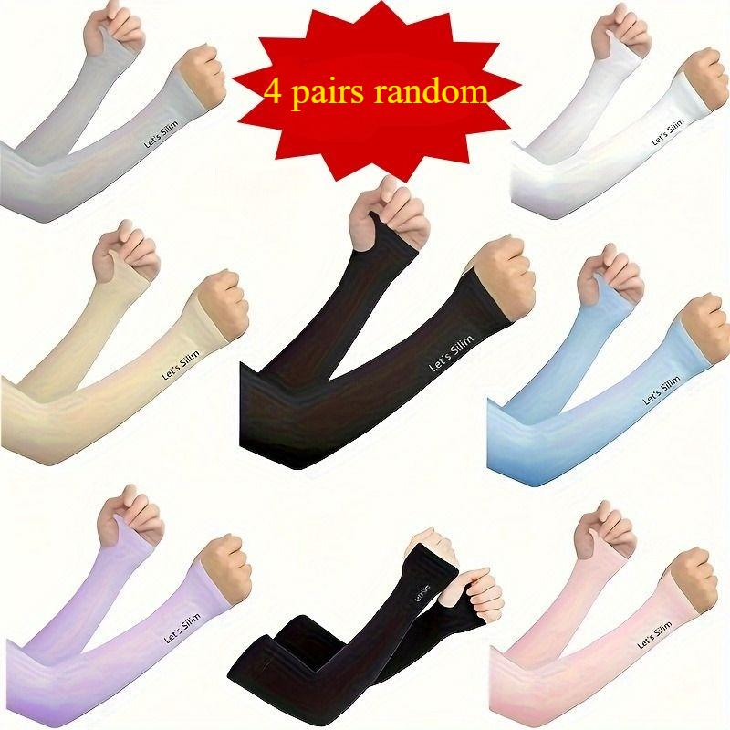 

4 Pairs Lightweight Summer Arm Sleeves, UV Protection Elastic Breathable Design for Outdoor Cycling & Motorcycle Use