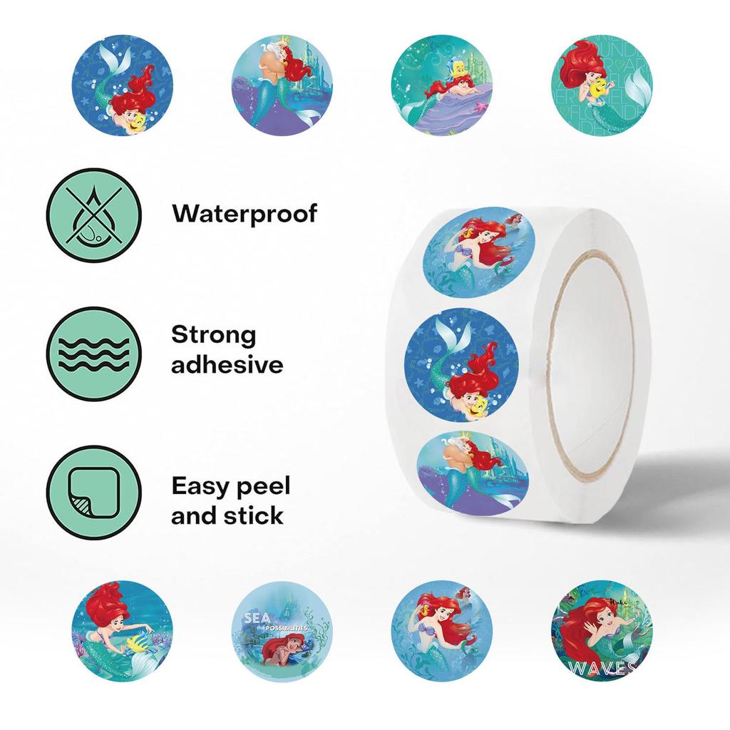 500 Mermaid Princess Curl Self-Adhesive Waterproof Stickers - Cartoon Character Seals
