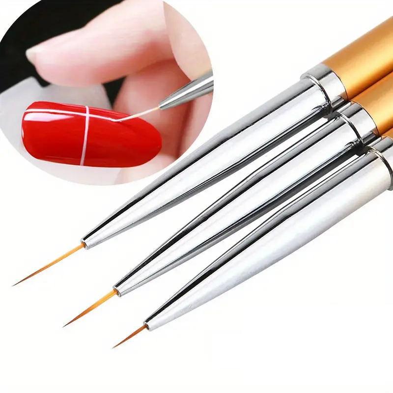 3Pcs Nail Art Liner Brushes French Stripe 3D Tips Line Stripes Diy Drawing Pen Uv Gel Brushes Painting Manicure Nail Tool Sets