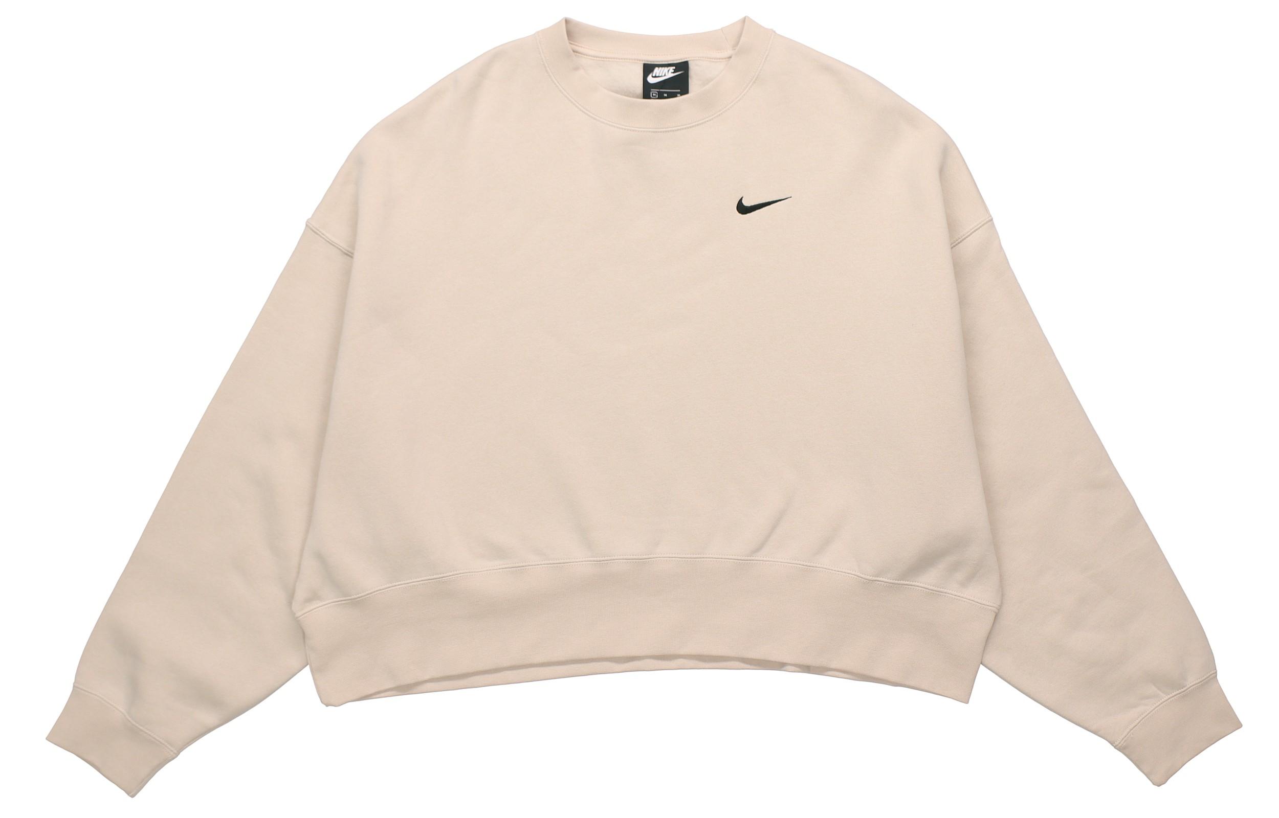Nike Sweatshirts Women s Ecru Crew Neck Moderate Regular CK0168-140 XL