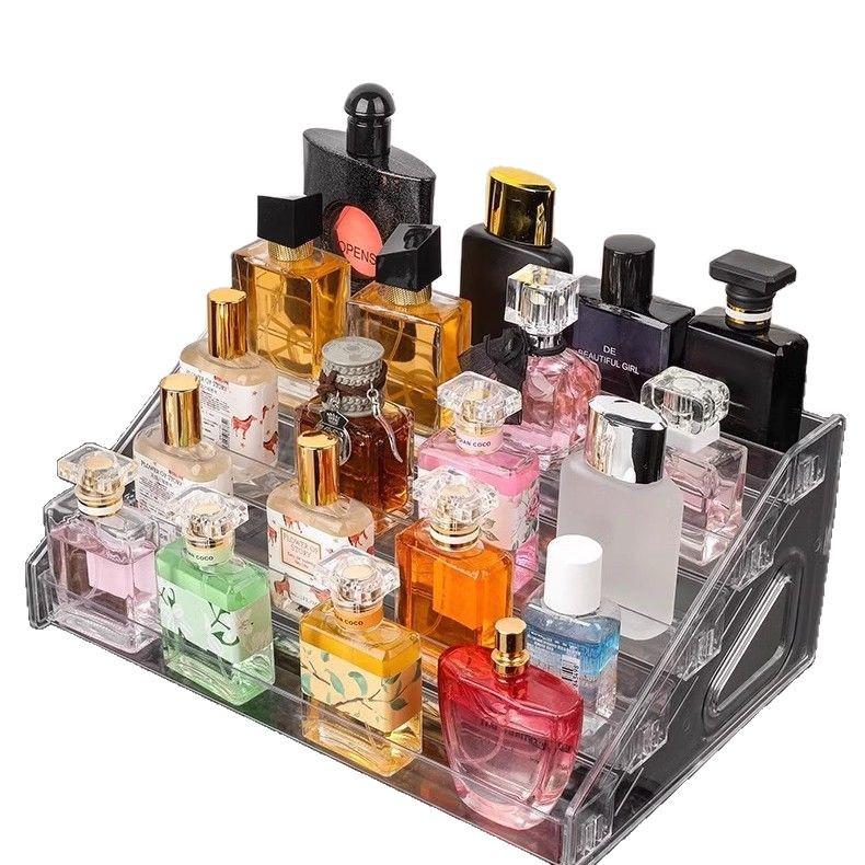 Transparent Acrylic Tiered Display Stand for Badges, Goods, Figurines, and Cosmetics Storage