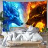 Ice and Fire Wolf Head Tapestry Wall Hanging Abstract Mysterious Art Witchcraft Hippie Tapitz Living Room Bedroom Home Decor