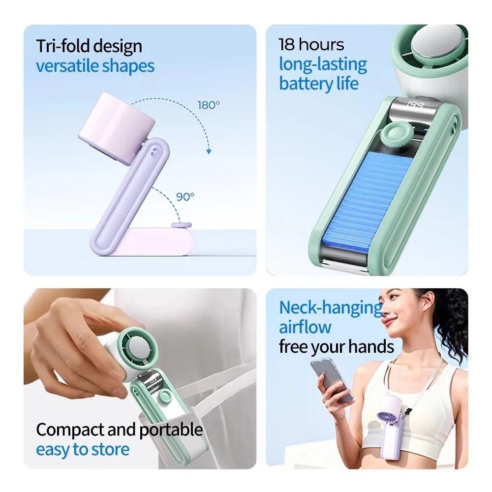 Digital Display Mini Pocket Fan Foldable Design Folding Cooling Fan Portable Desktop Fan  Home Use