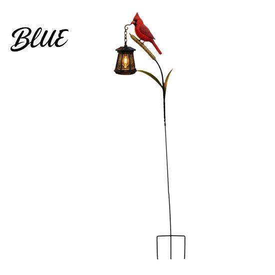 Kingfisher Yard Stakes Solar Garden Stake Light Metal Bird Art with Hanging Lantern Auto-On Outdoor Lighting for Patios LED Waterproof Patio