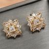 ZAKOL Lussu Fiore Quadrato Zirconia Orecchini a Lobo Per Per Donne Ragazze Colore Oro Metallo Cristallo Orecchie Zircone Matrimonio Festival