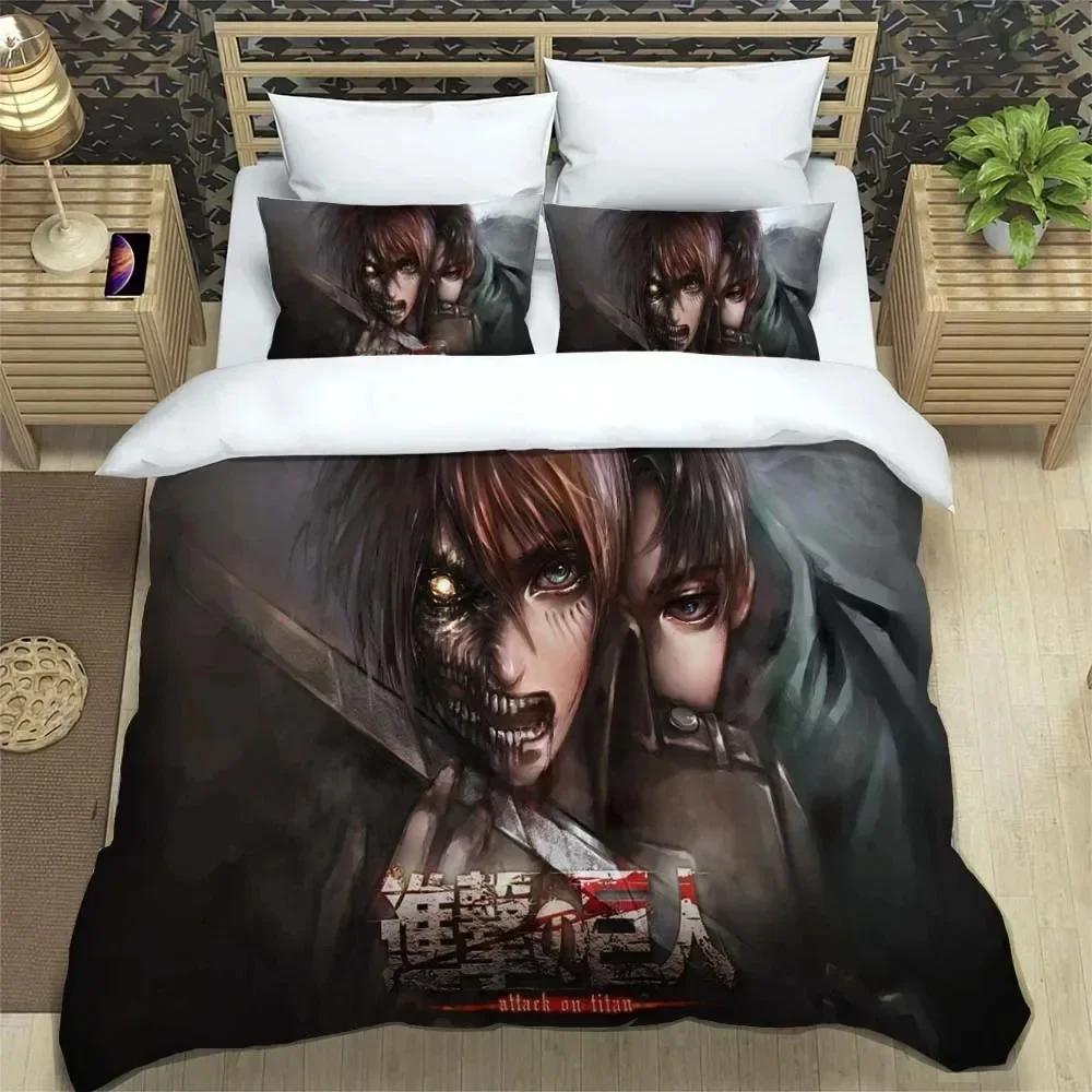 Attack On Titan Printed Polyester Bedding Bedding Set Quilt Cover Pillowcase Soft and Comfortable Customizable