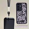 Custodia Moda Stampata con Farfalle Nere + Cordino Nero Guscio Flessibile Morbido in Silicone TPU Copertura Posteriore Completa per IPhone Samsung Xiaomi Redmi