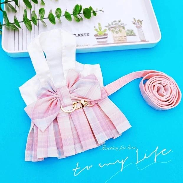 

Pet Plaid Bow Princess Dress Dog Harness and Leash Set for Small Medium Dogs Puppy Chihuahua Yorkshire Poodle Outdoor Walking XXS