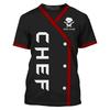 Mens Short Sleeve 3D Print T-shirt Chef Uniform Cook Food Service Tops for Hotel Restaurant Kitchen Canteen Cake Shop Bakery