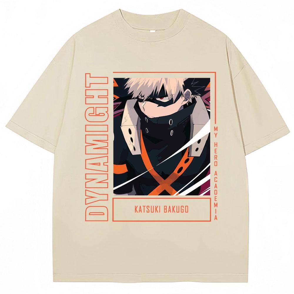 

Anime Hero Academy Pattern 2026 Summer Luxury Retro Harajuku Fashion Bakugou Katsuki Mens Womens Pure Cotton Oversized Tshirt S