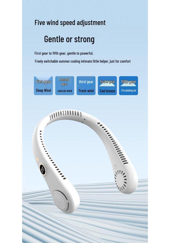 Rechargeable Bladeless Neck Fan - Portable Mini Fan for Sports with Digital Display & Free Shipping