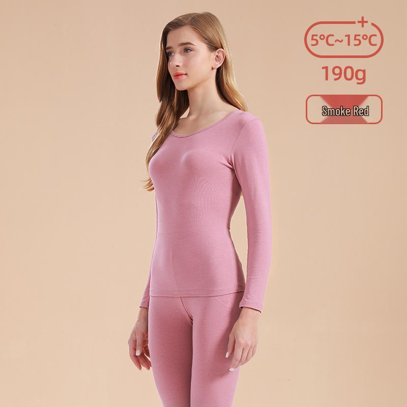 Unisex Slim Fit Cotton Round Neck Warm Underwear Set - Plus Size, Autumn/Winter