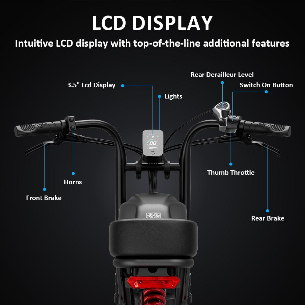 GUNAI-T Electric Bike 1000W Motor 48V 21AH Battery 20Inch 7 Speed