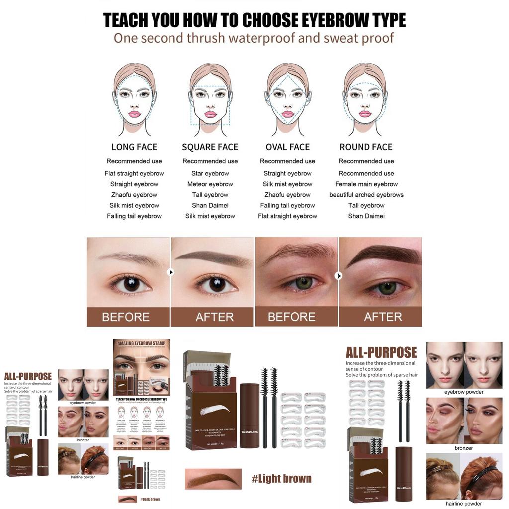 West Month Waterproof Long Lasting Deep Brown Eyebrow Powder For Effortless Makeup