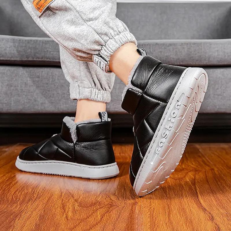 Winter Plus Velvet Warm Snow Boots Men's Slip-on Plush Cold-proof Outdoor Footwear Non-slip Wear-resistant Casual Cotton Shoes