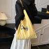Casual large-capacity canvas bag literary niche underarm bag women's 2025 new letter tote bag shopping bag bag