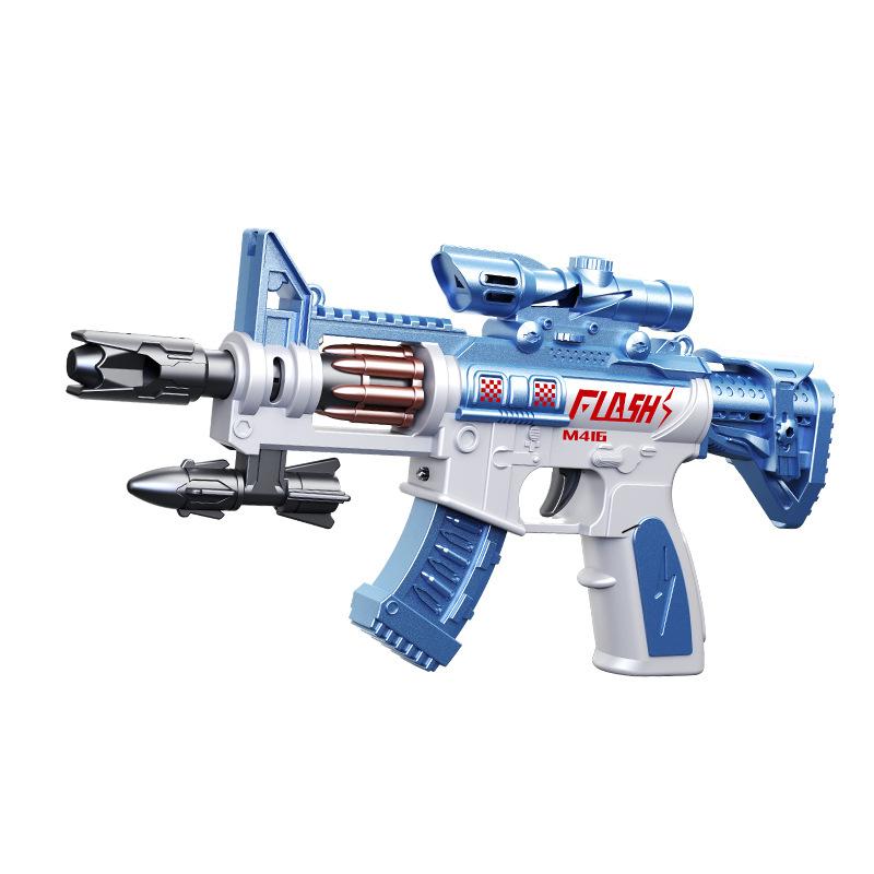 Electric Sound Light LED Toy Gun Spinning Submachine Gun Prop Vibrating Voice Rifle Music Flash Gun Boys Birthday Gift
