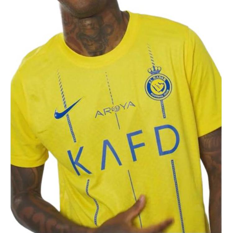 Nike Solid Color Letter Print Crew Neck Short Sleeve T-Shirt Men Tops Yellow HM6052-999