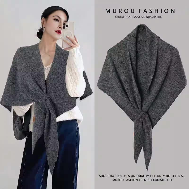 Sciarpa Spessa da Donna in Misto Lana - Calda, Monocolore, Sciarpa Lavorata a Maglia per Autunno e Inverno