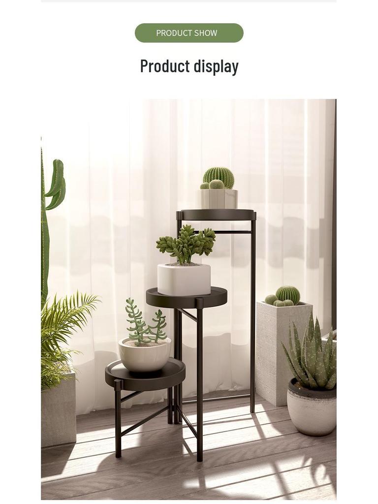 Compact Wrought Iron Flower Stand: Indoor/Outdoor Floor-Standing Plant Holder