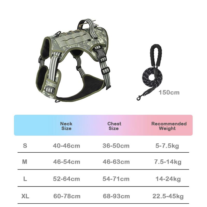 Heavy Duty Tactical Harness for Large Dogs Tactical Military Vest Multi-Functional Adjustable Pet Explosion Proof Training Vest