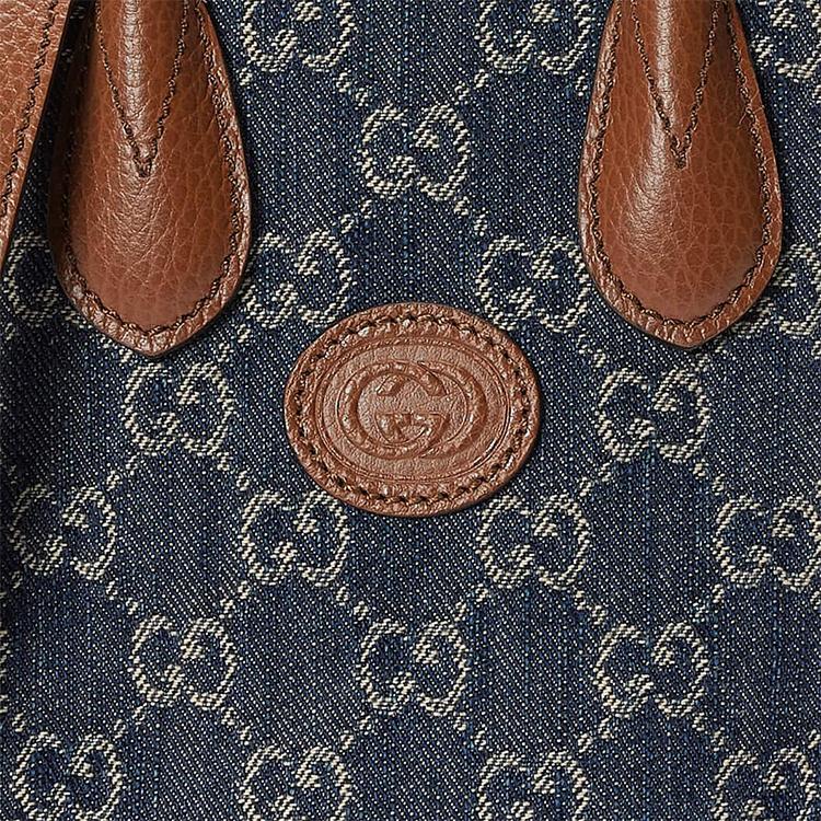 Gucci Mini Tote Bag With Interlocking G Blue/Ivory Unisex Tote_bags 671623-2KQGT-8375