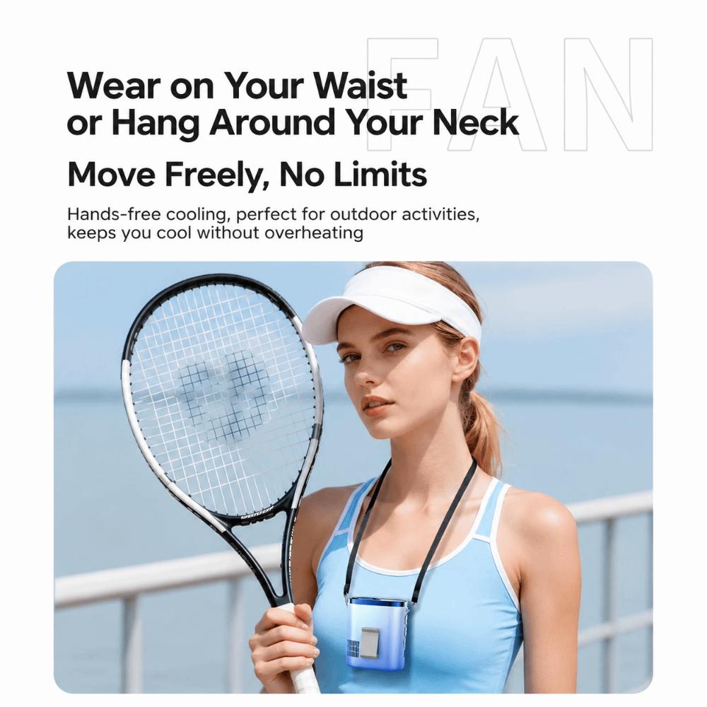 LED Display Neck Fan USB Rechargeable Portable Fan Portable Cooling Fan  Summer