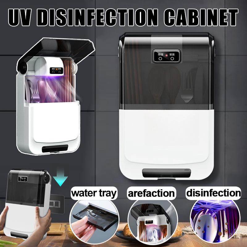 Uv Disinfection Cabinet Kitchen Wall-Mounted Fork Spoons Disinfection Chopstick Rest Drain Rack