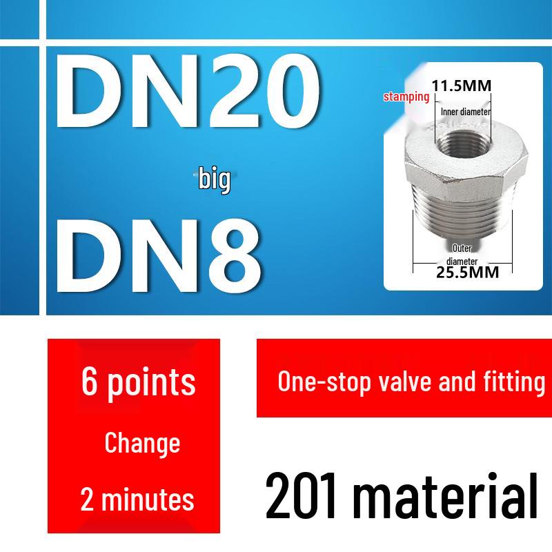 Redukcja ze stali nierdzewnej DN15 na DN8 na DN6, Złącze męskie/żeńskie