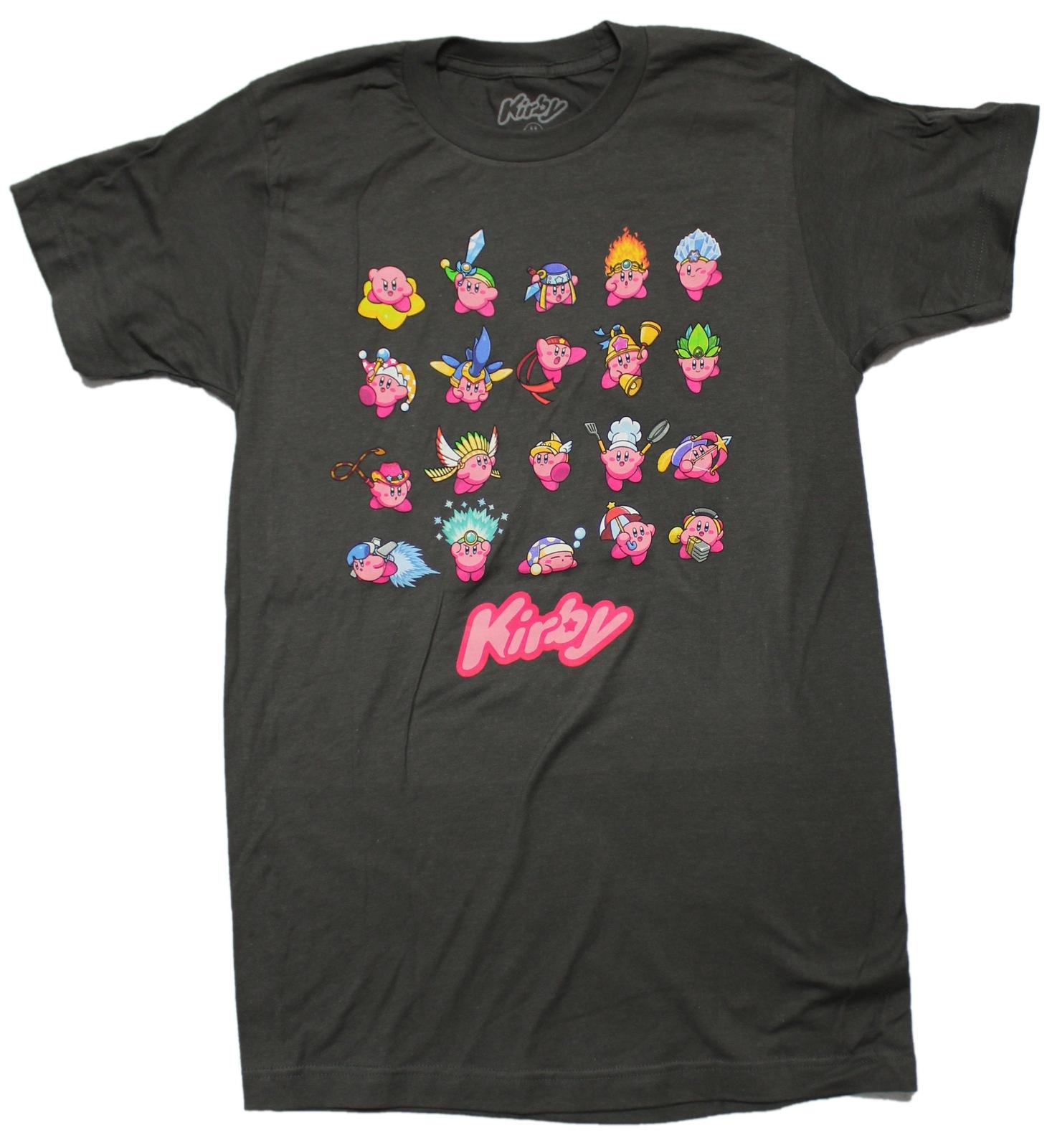 Kirby New Adult T-Shirt - Various Lined Up Baby Kirby Images L