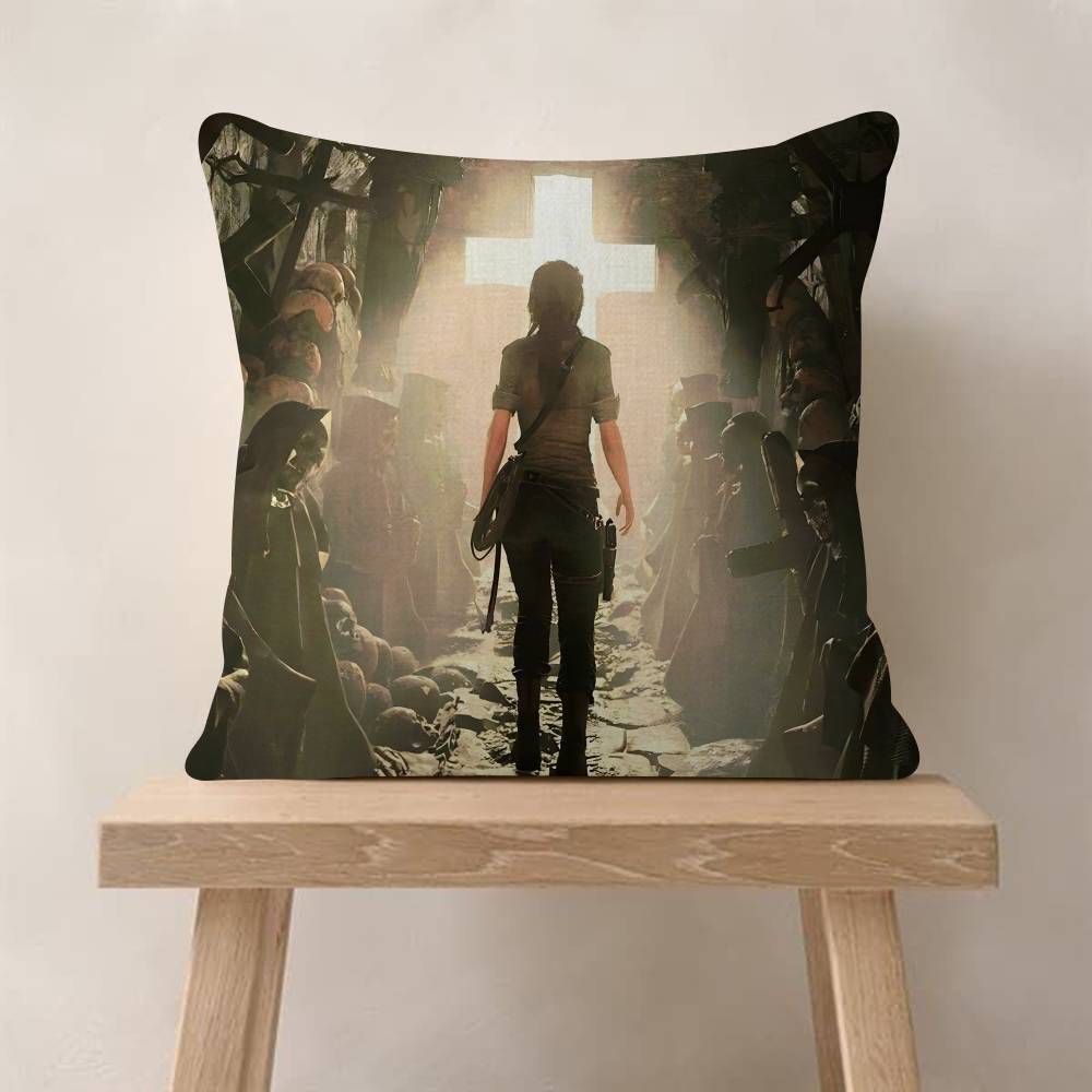 Tomb Raider Game LaraCroft Pillow Cushion Cover Pillowcase Living Room Sofa Home Decor Customized