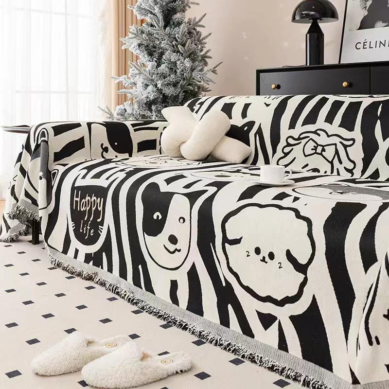 

Чехол для дивана из шенилла с изображением мультяшного щенка, универсальный чехол для дивана Four Seasons, полотенце, полный чехол для дивана, декоративный чехол для гостиной, кабинета 180x130cm