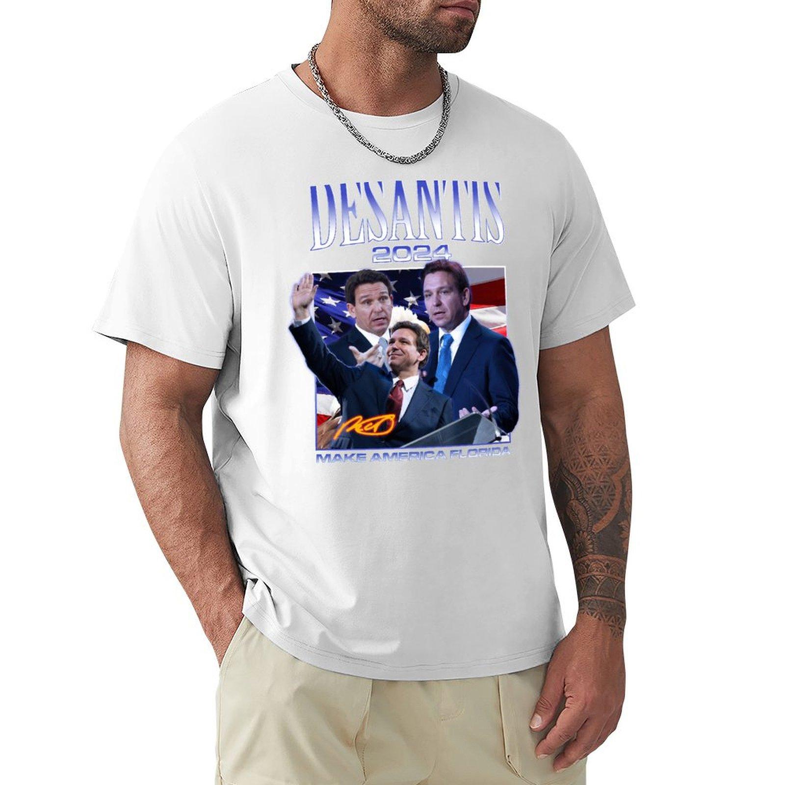 Ron Desantis 2024 Desantisland Make America Florida Tshirt Casual Pattern Print Tee Shirt S