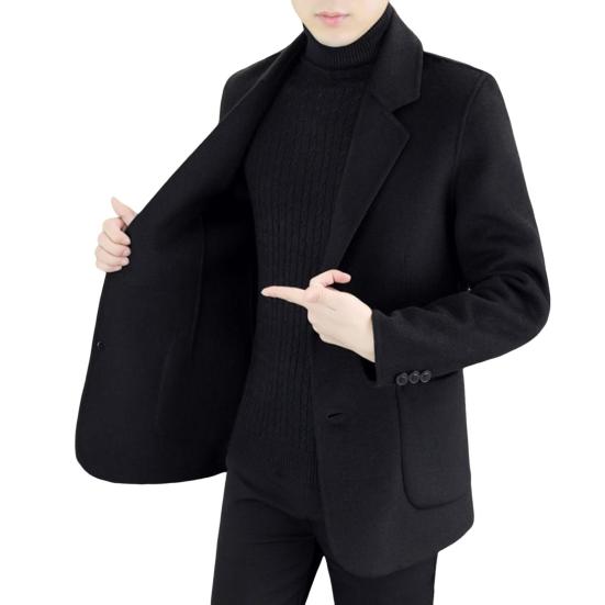 Wool Suit Coat Lapel Long Sleeve Single Breasted Two-Button Jacket with