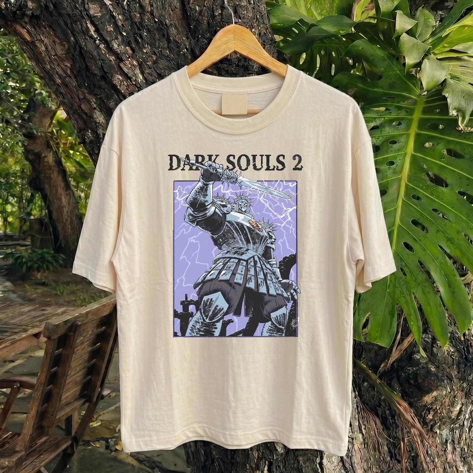 Comfort Colors Dark Souls 2 Shirt, Vintage Dark Fantasy Game Tee, Medieval Knight Graphic T Shirt, RPG Gamer Gift for Men Women 4XL