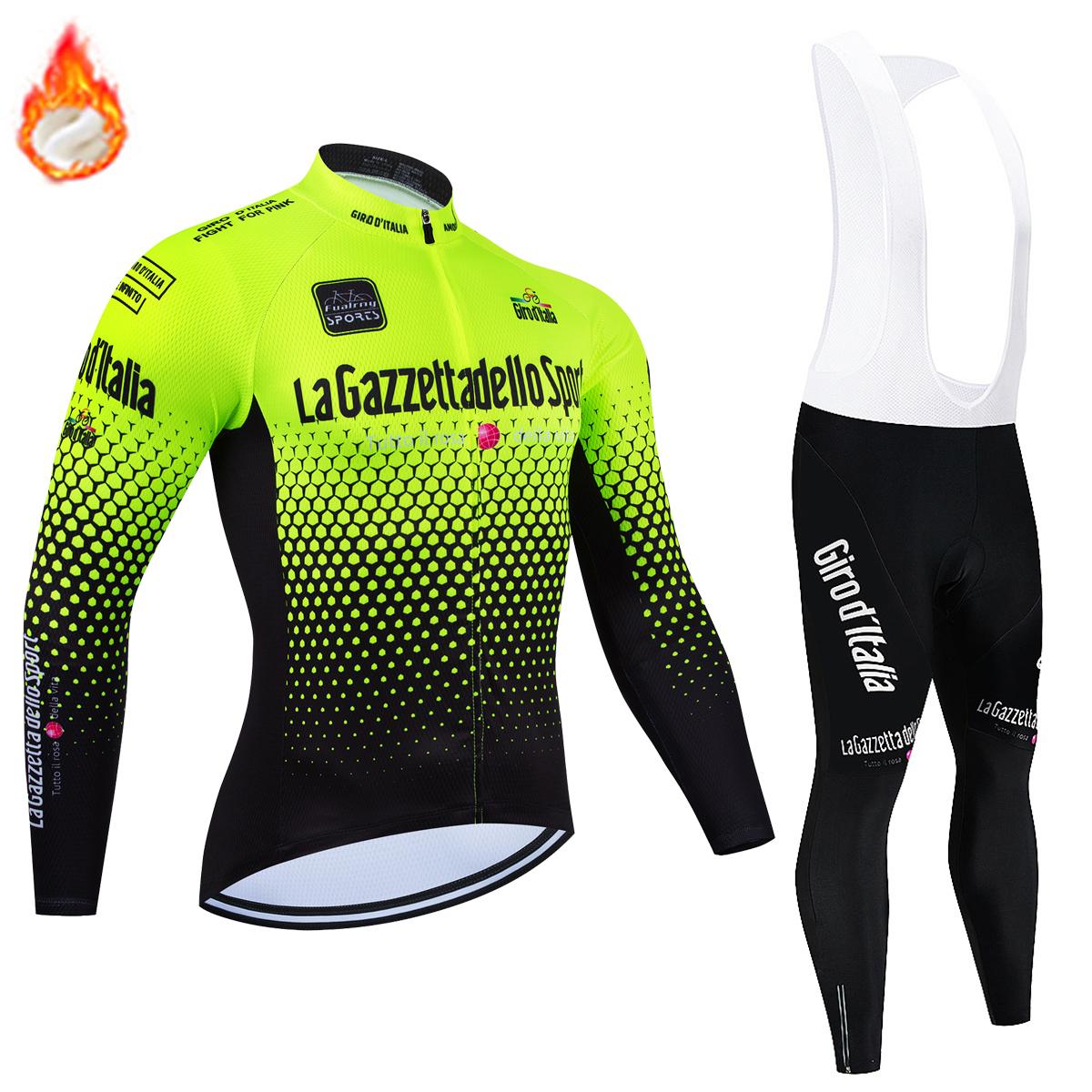 

Velvet Warm Cycling Suit Set Men s Winter Thermal Fleece 2026 Long Sleeve Bicycle Clothing MTB Bike Wear Tour De Italy Cycling Suit S