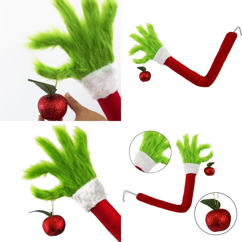 Green Christmas Tree Ornament Adorable Elf With Green Fur 28x28x5cm Perfect For Christmas