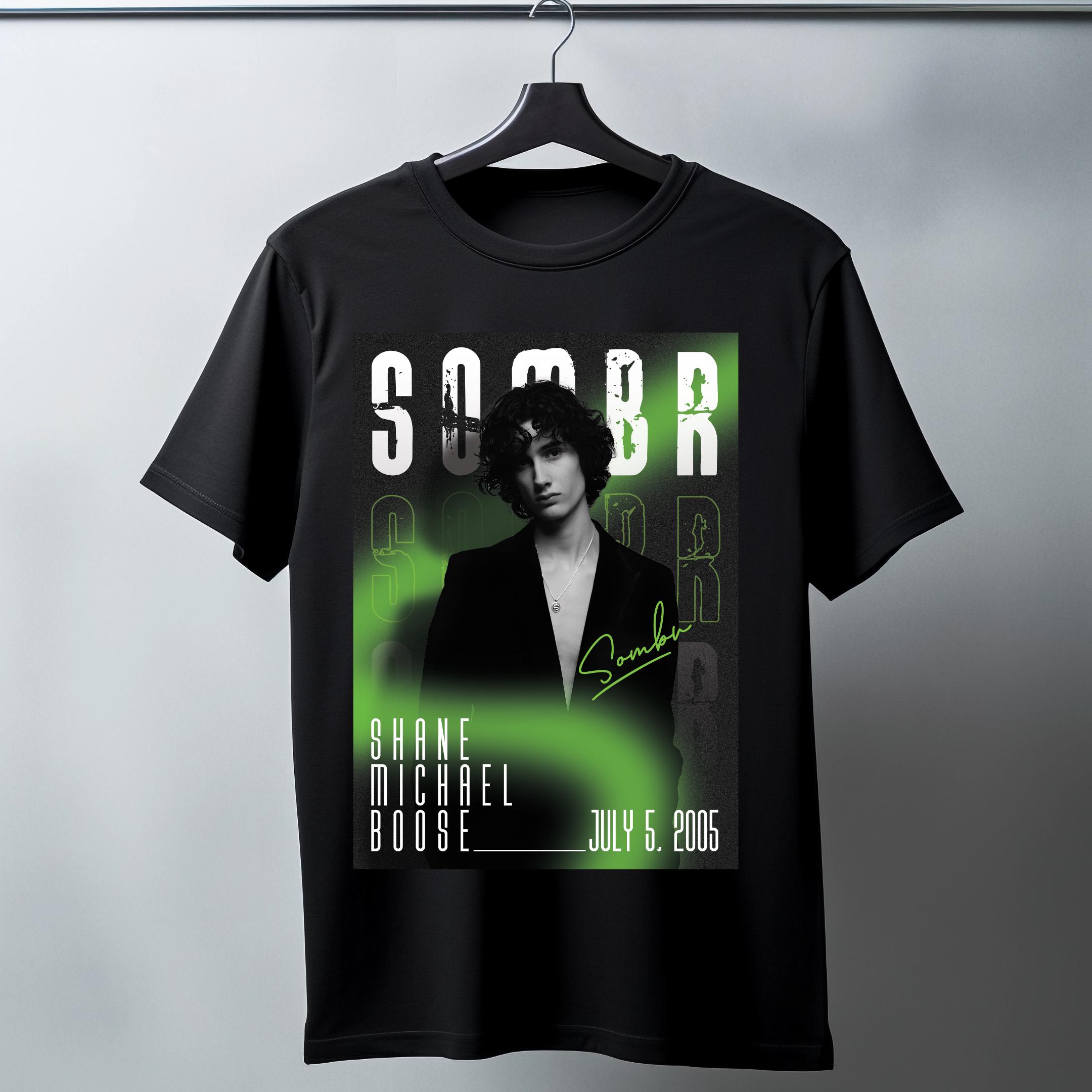 

Popular Singer SOMBR Graphic Unisex T-shirt Round Neck High Quality Street Wear Comfortable Breathable Tops Fan Gifts S разноцветный