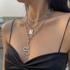 Women European Exaggerated Long Choker Oil Dripping Heart Butterfly Snake Element Jewelry Punk Hip Hop Layered Necklace