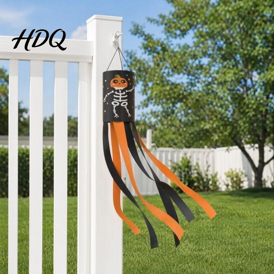 Festive Halloween Banner 39 Inch Windsock Flag Cartoon Ghost Flag Windsock Waterproof Hanging Door Decoration Ornament