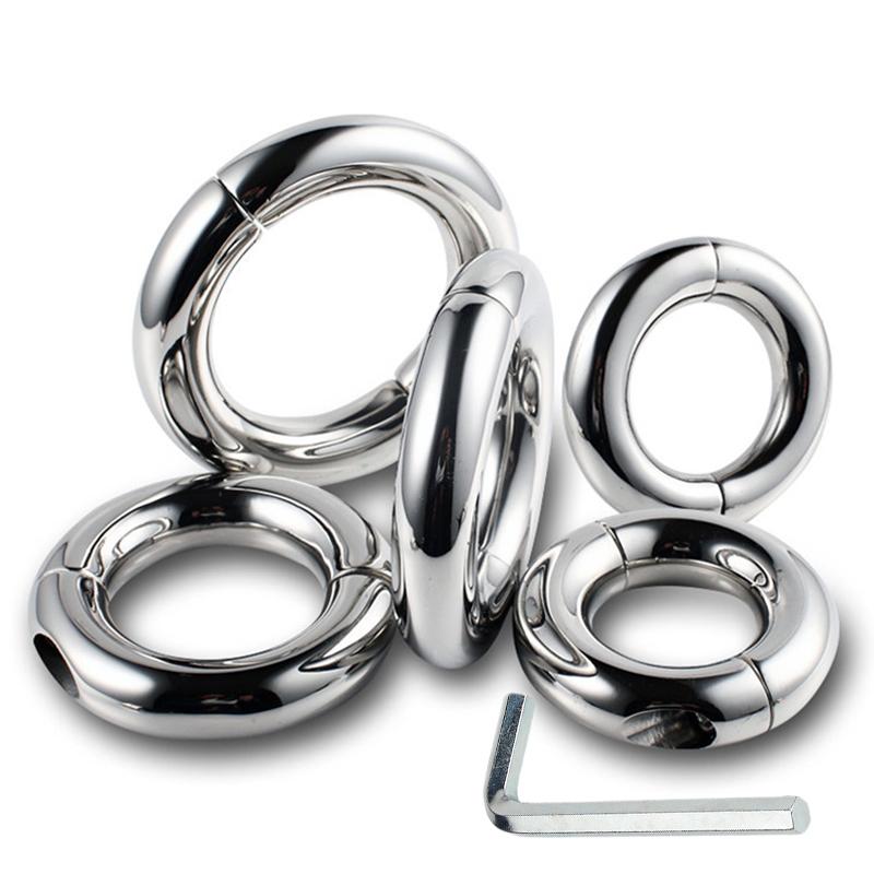 Multiple Models Size Metal Penis Bondage Lock Cock Rings Scrotum Stretcher Delay Ejaculation BDSM Adult Sexy Toys Man Sex Shop