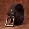 3.8Cm Wide Retro Hand-Polished Single-Layer Reflex First-Layer Cowhide Men'S Genuine Leather Pin Buckle Thickened Belt Men'S