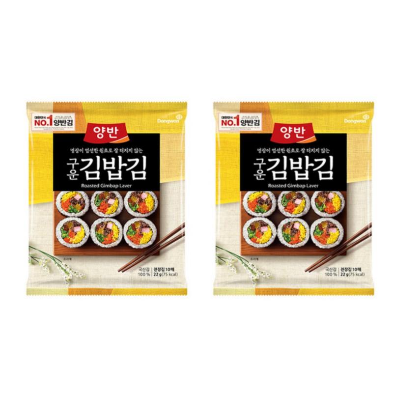 

Dongwon Yangban Roasted Seaweed Sheets for Gimbap, 22g (10 Sheets) 22g * 2pcs
