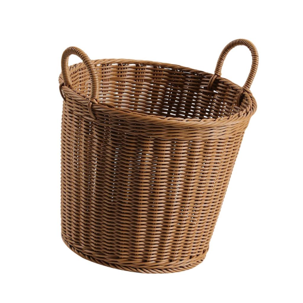 Modern Woven Laundry Basket Organizer Dirty Clothes Storage Bin Plastic Hamper for Living Room Use