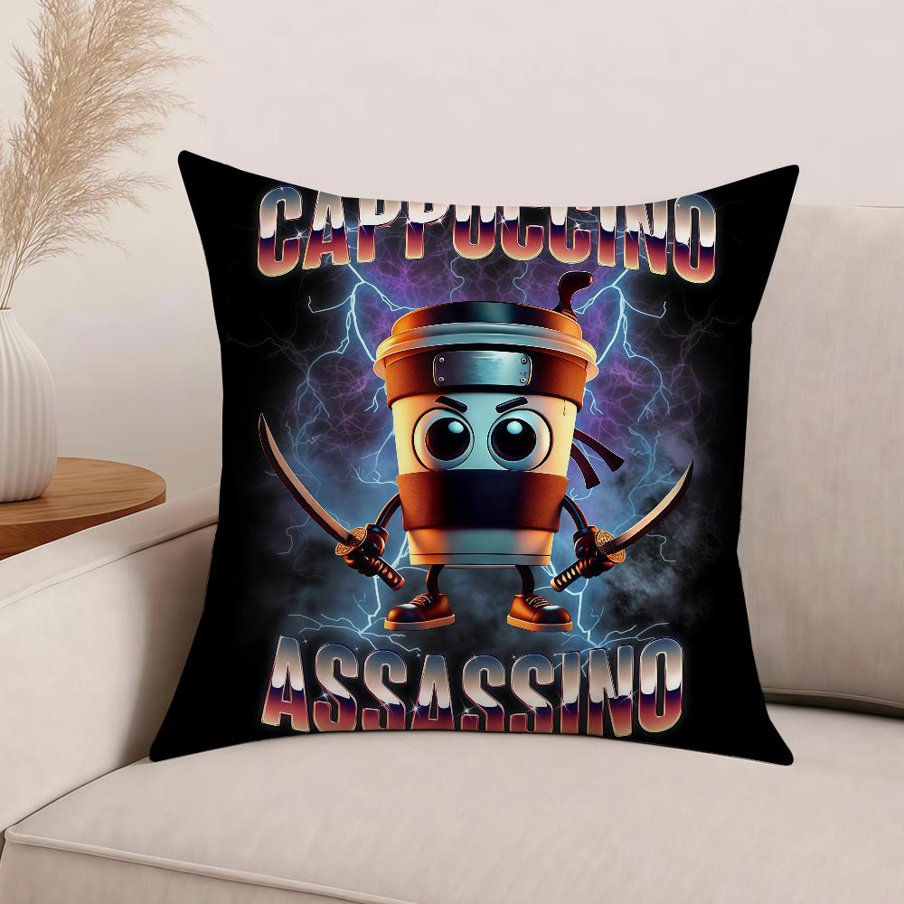 Cartoon Cappuccino Assassino Pillow Case Office Cushions Suitable For Sofa Car Bedroom Decorative Cushion Cover