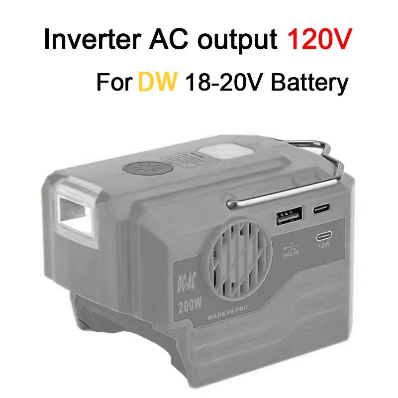 200W Tragbarer Wechselrichter für Dewalt für Makita/Bosch/Milwaukee/ Ryobi 18V Akku Modifizierte Sinuswelle Netzteil mit USB